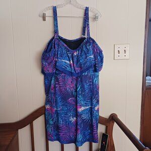 Plus size 28 swimsuit with ruffled top and removable straps